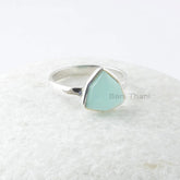 Aqua Chalcedony Ring - Wedding Jewelry - 925 Sterling Silver Gemstone Ring - Gift for Bridesmaid - Artisan Jewelry - Jewelry for Protection